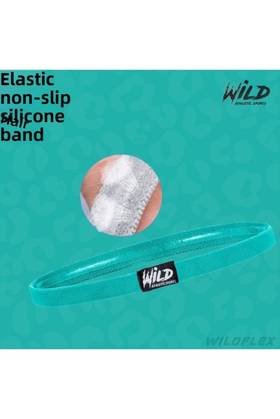 Wild Athletic Non-Slip Silicone Elastic Sports Football Hair Band Buckle Water Green-Black Double Pack Wildflex