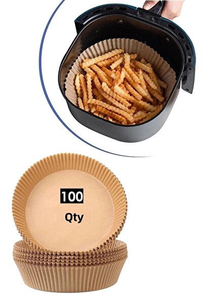 komes 100 قطعة من ورق الخبز للمقلاة الهوائية، نموذج طبق دائري، ورق مقاوم للدهون