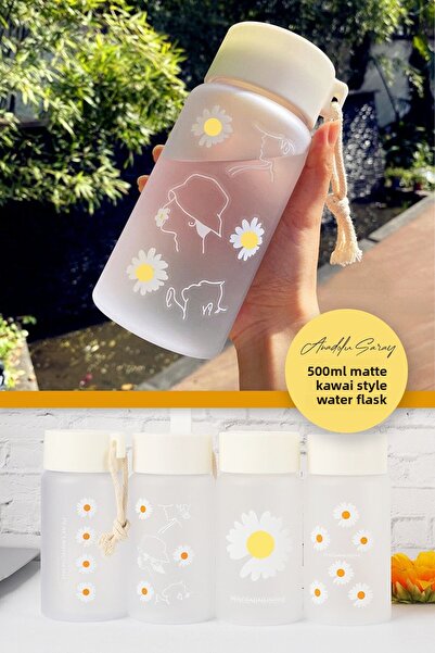 Anadolu Saray Çarşısı زجاجة مياه موديل كاواي غير لامعة سعة 500 مل مع غطاء |  ...