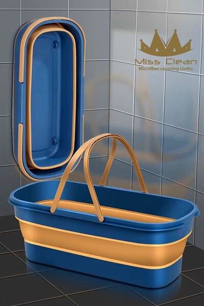 MissClean 12 Liter Foldable Portable Cleaning Bucket - Wheeled, Multi-Purpose