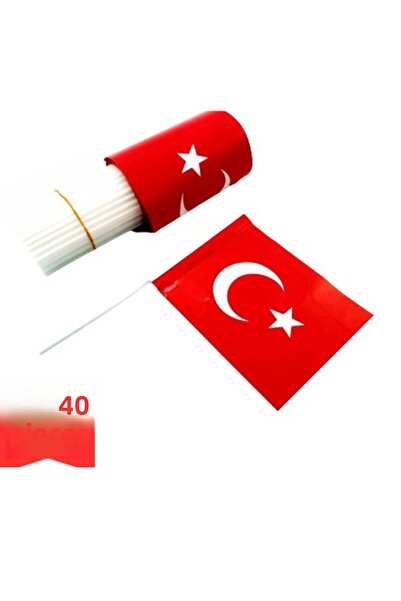 Aydede Oyunevi Turkish Flag with Sticks 40 Pieces (20X30 cm)