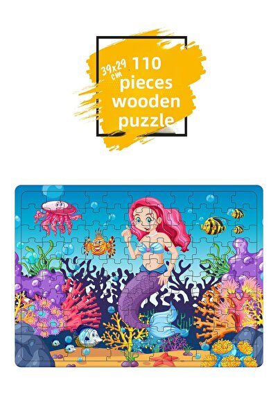 Leelii Tasarım حورية البحر، الأسماك، البحر، لغز خشبي تحت البحر 110 قطعة