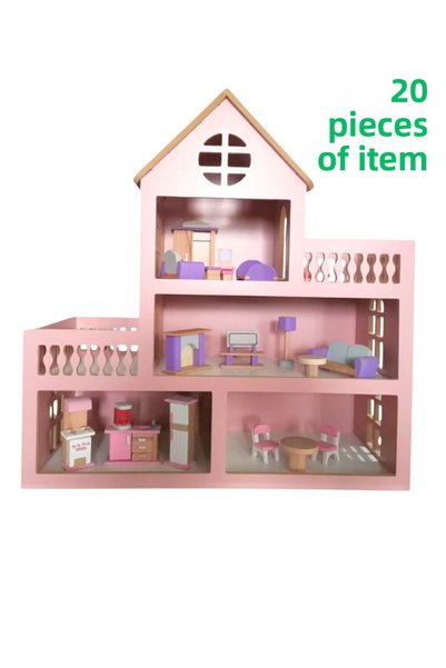 HOBBY HOUSE Wooden Playhouse with 20 Premium Items Set