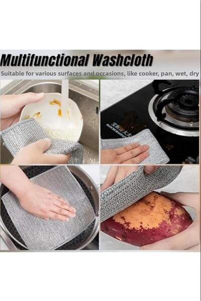 Hayveys home Double Layered Wire Dish Cleaning Cloth Scrubbing Washing Wire Sponge