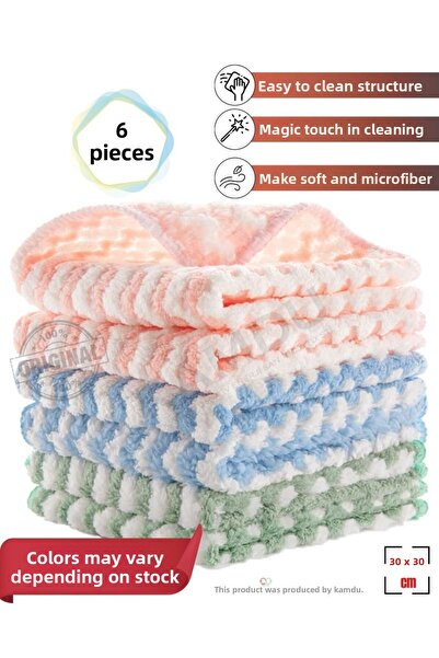 Generic Brand 9 Pieces 30x30cm Pouf Microfiber Cloth - Coral Fleece, Super Ab...