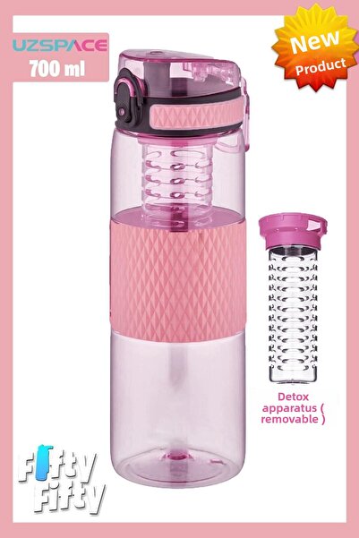 Uzspace زجاجة مياه تريتان من السيليكون سعة 700 مل مع جهاز التخلص من السموم