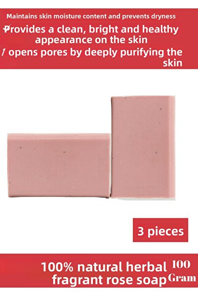 Wintoup صابون ورد عشبي عضوي 100% مصنوع خصيصًا لليدين والوجه والجسم، 3 قطع