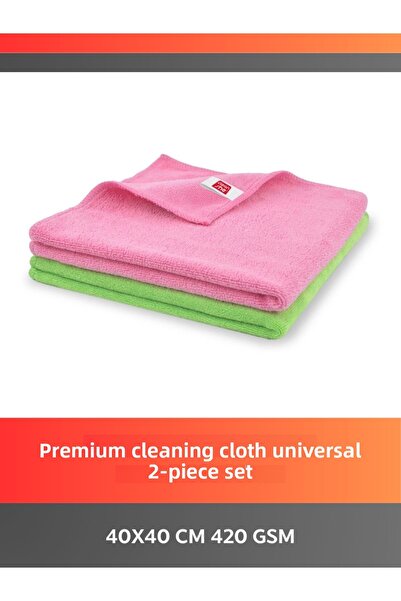 Cleanshe طقم قماش تنظيف من الألياف الدقيقة العالمية الفاخرة مكون من قطعتين 40x40