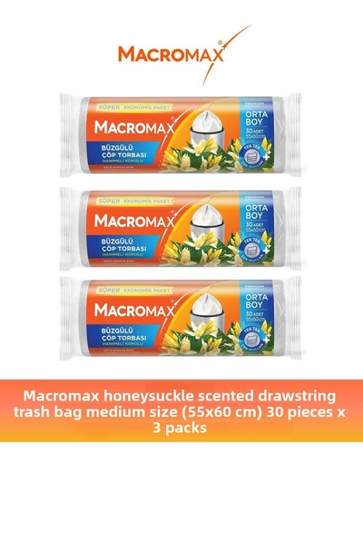 MACROMAX Drawstring Honeysuckle Garbage Bag Medium Size 30 X 3 Pieces