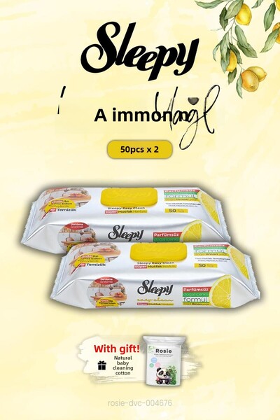 Sleepy منشفة مطبخ بزيت الليمون 2 عبوة 50 ورقة، هدية روزي