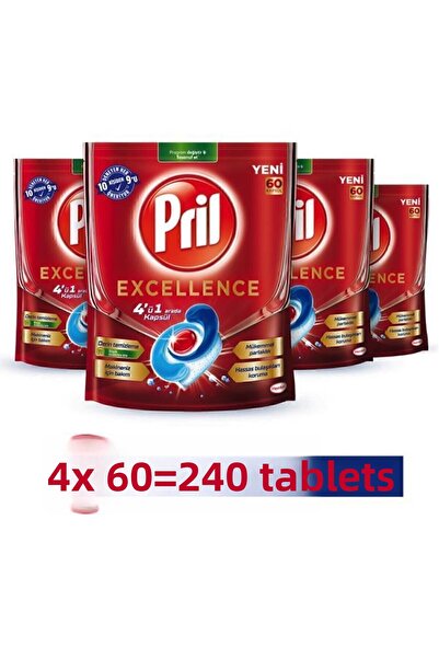 Pril إكسيلانس 4 في 1 240 كبسولة (4 × 60 عبوة) - تنظيف طويل الأمد