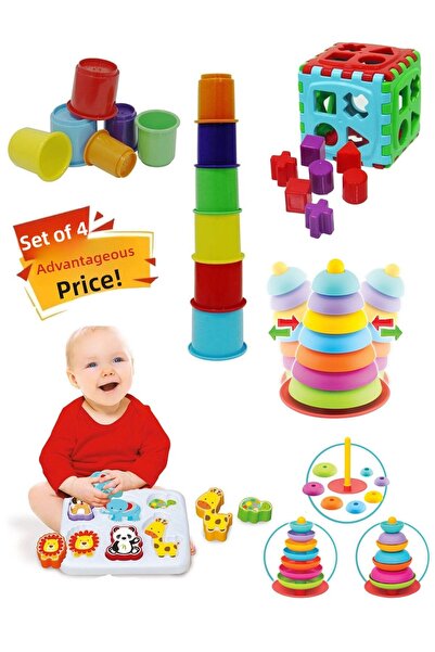 YILDIRIM OYUNCAK حلقات متأرجحة على شكل حيوانات لطيفة ومكعبات برج لطيف كيكي بو...