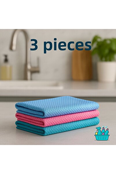 temizliksepeti قماش زجاجي مايكروفايبر 3 قطع 40x40 سم |   لا يترك علامات - أسط...
