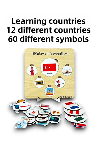 Karter İnovasyon Wooden Educational Toy - I'M Learning Countries, Countries a...