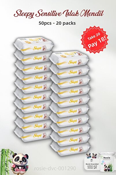 Sleepy 50 عبوة مناديل مبللة للأطفال الحساسة - روزي
