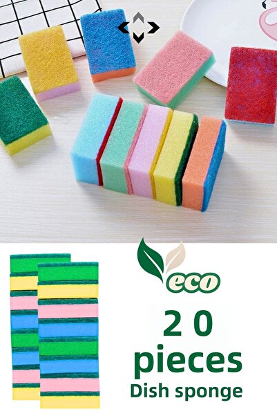 LİGROUND 20 قطعة إسفنجة غسيل أطباق صغيرة صديقة للبيئة إسفنجة غسيل أطباق اقتصا...