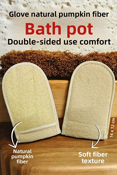 EM AMANOS BEAUTY قفازات من ألياف اليقطين الطبيعية للاستخدام على الوجهين، تأثي...