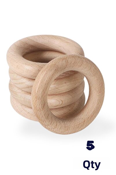 BAMM BAMM حلقات عضاضة خشبية مقاس 5 سم، 5 قطع