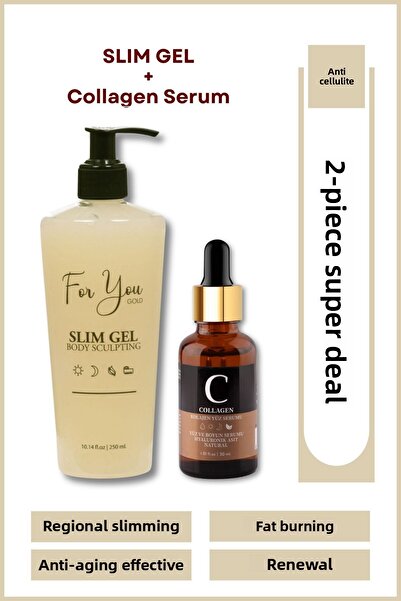 For You Gold مصل الكولاجين النحيف - جل السيلوليت، لشد البشرة، مضاد للشيخوخة، مضاد للتجاعيد