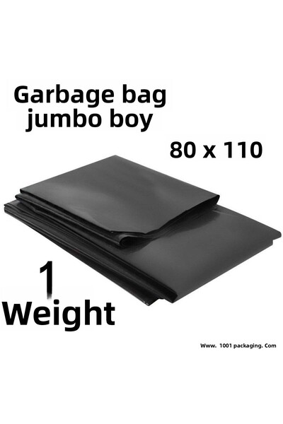 1001 Ambalaj كيس قمامة جامبو مقاس جرام 80x110 سم أسود 1 كيلو