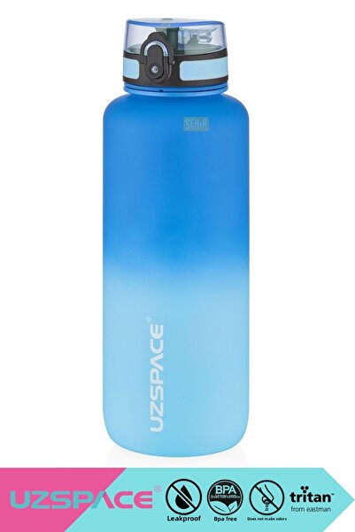 Uzspace 1500ml New - Motivational Tritan Water Bottle with Dual Colors, Leak-Proof, BPA Free, Lockable Lid