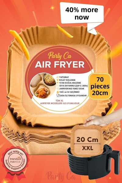 PARTY CA ورق خبز Airfryer مناسب لجميع موديلات Xxl - 70 قطعة 20 سم موديل مربع ...