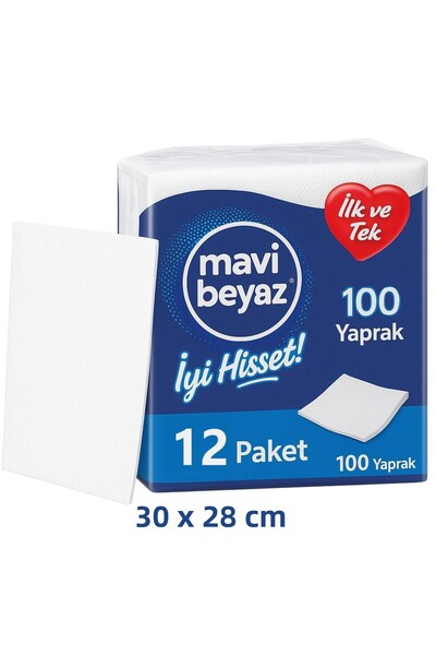 Mavi beyaz Large Size Luxury Square Service Napkin 100 Sheets 12 Packs Uv Ste...