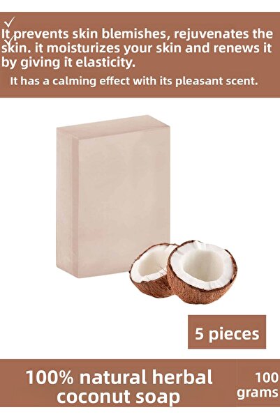 Wintoup 5 قطع من صابون جوز الهند العشبي العضوي بنسبة 100% - لليدين والوجه والجسم
