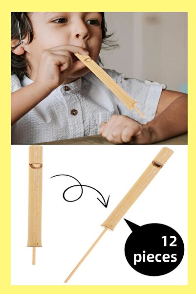 Hyd 12 قطعة من لعبة صفارة لسان الطيور من الخيزران، هدية صحية، أداة نفخ خشبية، هدية عيد ميلاد