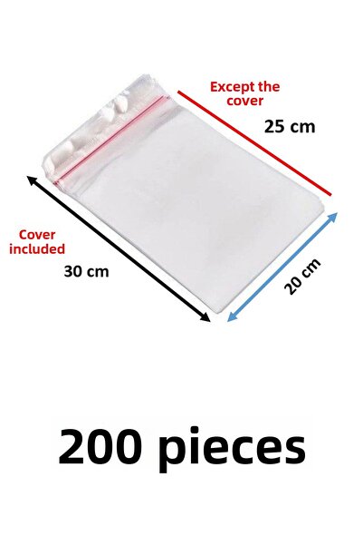 Yakutsan 200 كيس لاصق شفاف - كيس لامع ذاتي اللصق مقاس 20 × 30 سم