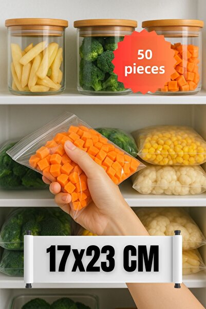 YOK YOK AMBALAJ كيس حماية للثلاجة من زيبلوك، كيس نايلون مقاس 17 × 23 سم، 50 ق...