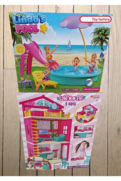 Oyuncakfabrikasi منزل وبركة لولا المكون من 3 طوابق - مجموعة بيت دمية الأحلام