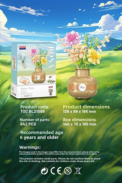 balody سلسلة الزهور المزخرفة – ترتيب مختلط (BL21089) – مجموعة ألعاب بناء صغيرة