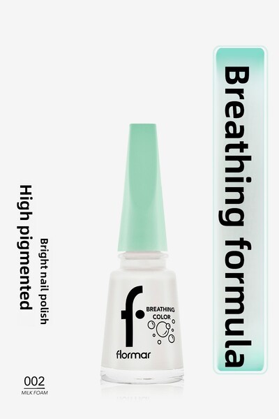 Flormar طلاء أظافر لامع قابل للتنفس - طلاء أظافر ملون للتنفس - 002 رغوة الحلي...