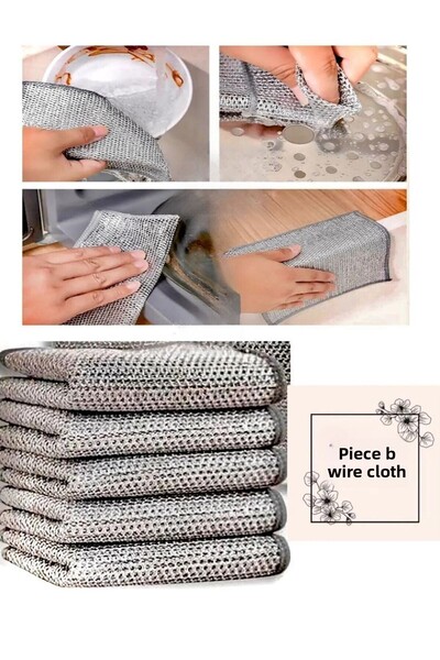 Yayke 3 Pieces Double Layer Microfiber Wire Cloth - Multi-Purpose Inox Wire D...