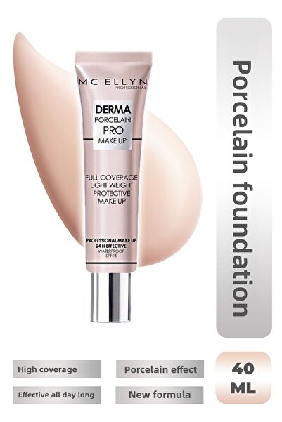 Mcellyn كريم أساس بورسلين بمظهر ساتان مقاوم للماء - 02 جلد أبيض