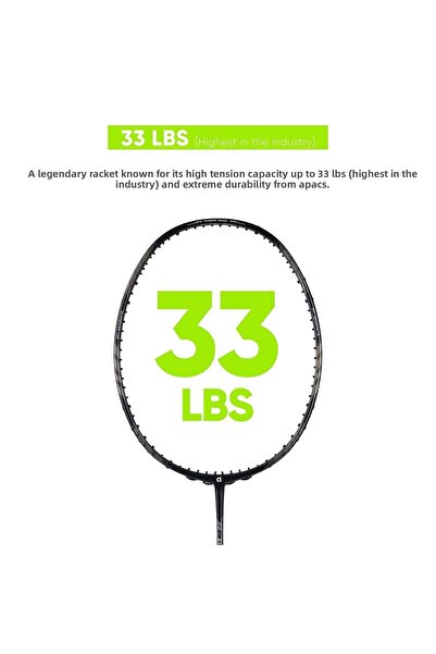 Apacs Z-ziggler Lite Badminton Racket | 33lbs | 76g | Slim Shaft | Unstrung | Full Cover | Black