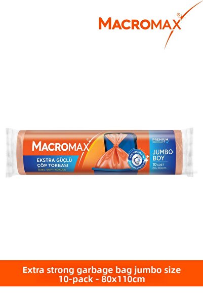 MACRO MAX أكياس قمامة قوية جدًا بحجم جامبو 80×110 سم، معطرة وناعمة، 10 قطع