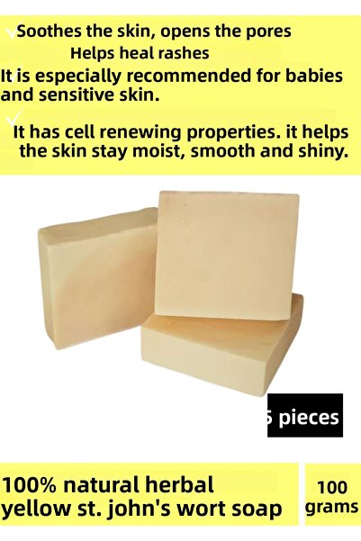 Wintoup 5 قطع صابون طبيعي 100% فعال للأطفال - نبتة سانت جون العشبية للوجه وال...