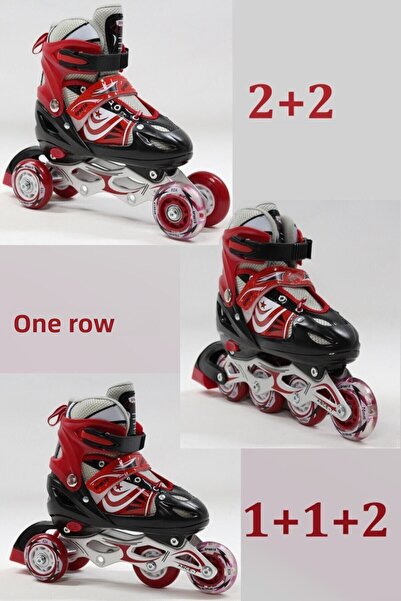 E-LİFE HOME Adjustable 2+2 Lighted Metal Practice Skating Bag Gift