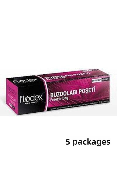 Florex فلودكس - كيس ثلاجة حجم كبير 30x45 سم 15 قطعة - 5 عبوات