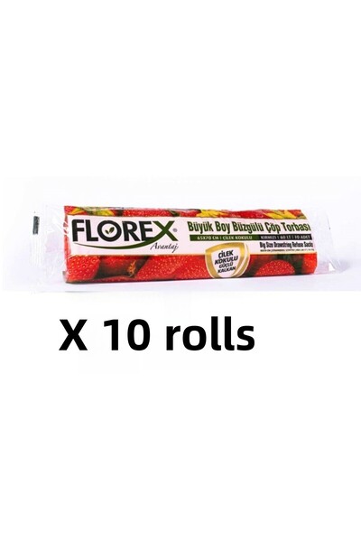 Zengin Çarşım حقيبة قمامة كبيرة الحجم برائحة الفراولة الحمراء - 10 لفات، 65x7...