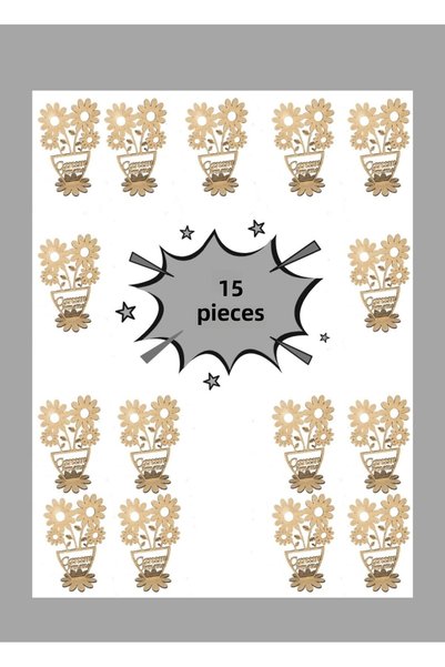 MODAT Mother's Day Gift to My Dear Mother Wooden Painting Flower in Pot 15 Pieces