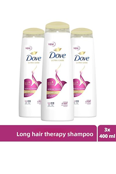 Dove Ultra Care 400 ml Hair Care Shampoo - X3 Pieces for Long Damaged Hair