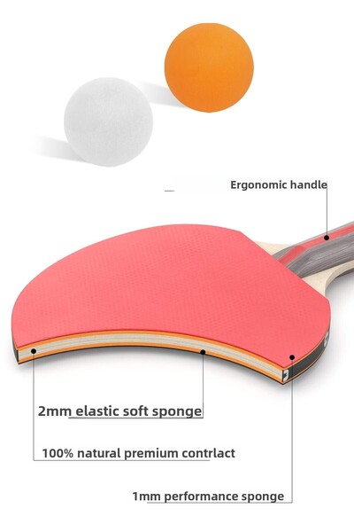 Telvesse 4Lly Length Table Tennis Racket Set 2 Rackets and 2 Balls for Amateur Level
