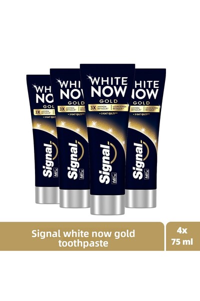 Signal معجون أسنان وايت نو جولد للتبييض والتألق 75 مل × 4