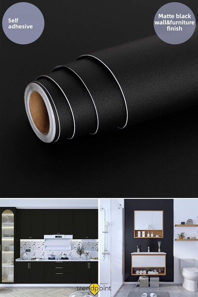 Trendpoint ورق حائط أسود غير لامع ذاتي اللصق مقاس 60 سم × 500 سم لتغطية طاولة...
