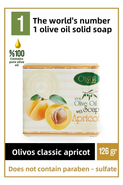 Olivos صابون كلاسيكي صلب بزيت المشمش والزيتون، صابون لليدين بزيت الزيتون المش...