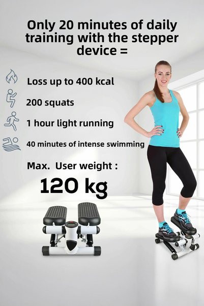 Leyaton Aparat de exerciții cu bandă de rezistență pentru fitness cu șnur - Crossstep portabil cu ecran LCD