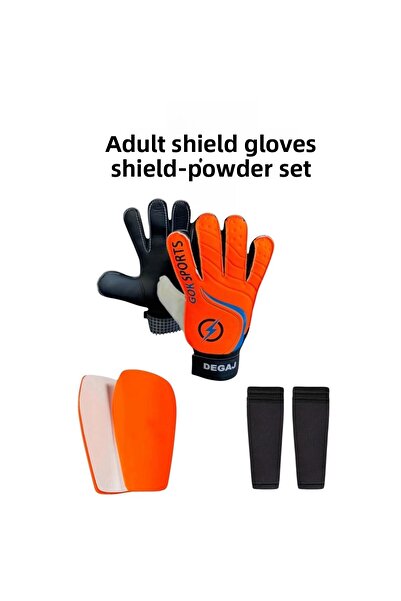Gök Sports Adult Goalkeeper Gloves Set with Wrist Bandage Shin Guard Calf Pro...